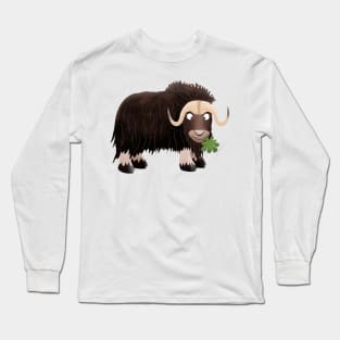 Funny musk ox cartoon illustration Long Sleeve T-Shirt